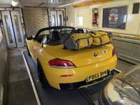 Touring on board the Channel Tunnel with the add on luggage rack and bags..in yelow.jpeg
