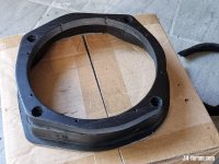 Test plywood adapter fitting on modded driver's footwell speaker mount.jpg